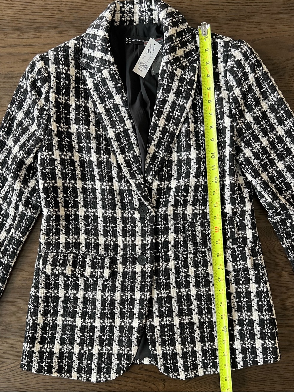 NWT New York & Company Black & White Tweed Boyfriend Blazer - Picture 8 of 10